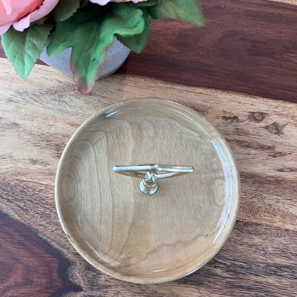 Vtg MCM Condiment Tray w/ 3 glass bowls & wooden lids by Oregon Myrtlewood - Picture 3 of 7